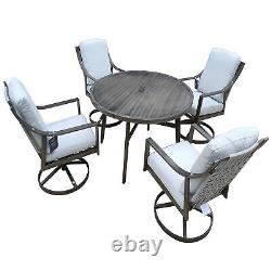 5PCS Patio Dining Set Metal Frame Garden Furniture Set w Round Table 121.92cm