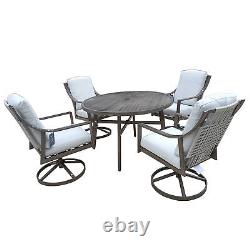 5PCS Patio Dining Set Metal Frame Garden Furniture Set w Round Table 121.92cm