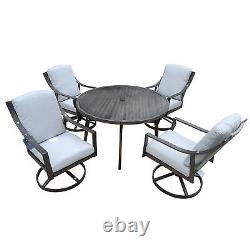 5PCS Patio Dining Set Metal Frame Garden Furniture Set w Round Table 121.92cm