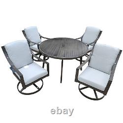 5PCS Patio Dining Set Metal Frame Garden Furniture Set w Round Table 121.92cm