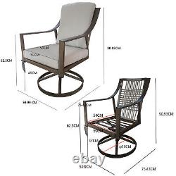 5PCS Patio Dining Set Metal Frame Garden Furniture Set w Round Table 121.92cm