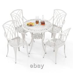 5Pcs Outdoor Cast Aluminum Set Garden Furniture Set Patio Bistro Table Chair