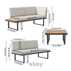 5Seater Corner Sofa Wood Garden L-Shape Furniture Set Indoor/Outdoor Patio Table