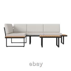 5Seater Corner Sofa Wood Garden L-Shape Furniture Set Indoor/Outdoor Patio Table