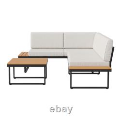 5Seater Corner Sofa Wood Garden L-Shape Furniture Set Indoor/Outdoor Patio Table