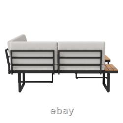 5Seater Corner Sofa Wood Garden L-Shape Furniture Set Indoor/Outdoor Patio Table