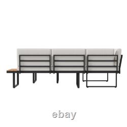 5Seater Corner Sofa Wood Garden L-Shape Furniture Set Indoor/Outdoor Patio Table