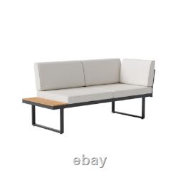 5Seater Corner Sofa Wood Garden L-Shape Furniture Set Indoor/Outdoor Patio Table
