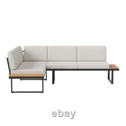5Seater Corner Sofa Wood Garden L-Shape Furniture Set Indoor/Outdoor Patio Table