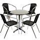 5pc Garden Furniture Set Chrome Table & Chairs Restaurant Patio Cafe Outdoor