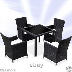 5pc Rattan Garden Furniture Dining Table And 4 Chairs Dining Set Outdoor Patio