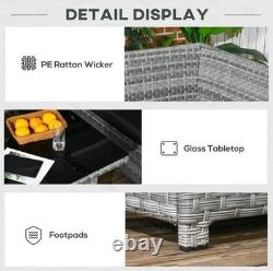 5pcs PE Garden Furniture Corner Patio Sofa Set Glass Table Stool Cushions Grey
