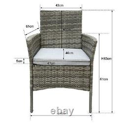 5pcs Rattan Dining Set Garden Patio Furniture 4 Chairs & Round Table Grey