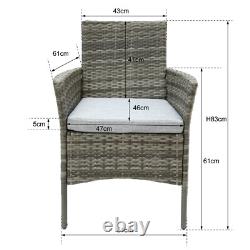 5pcs Rattan Dining Set Garden Patio Furniture 4 Chairs & Round Table Grey