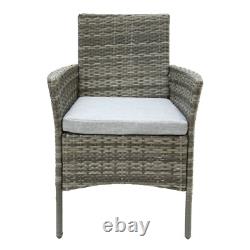 5pcs Rattan Dining Set Garden Patio Furniture 4 Chairs & Round Table Grey