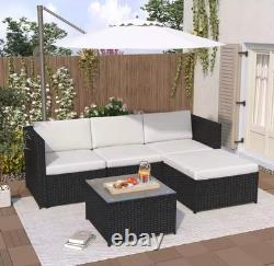 5pcs Rattan Garden Furniture Patio Sofa Set With Coffee Table And Cushions