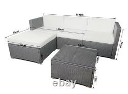 5pcs Rattan Garden Furniture Patio Sofa Set With Coffee Table And Cushions
