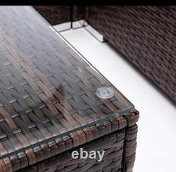 5pcs Rattan Garden Outdoor Furniture Patio Sofa Set with Glass Coffee Table