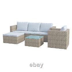 5x Rattan Garden Furniture Set Corner Lounge Outdoor Sofa Chair Stool Patio Grey