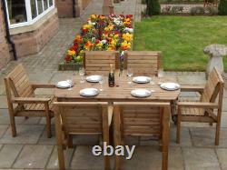 6 FEET WOODEN GARDEN FURNITURE SET PATIO SET TABLE and 6 CHAIRS