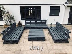 6 Grey Indoor/Outdoor Rustic Patio Garden Pallet Furniture Chairs & 2 Tables