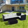 6 Pcs Rattan Furniture Sofa Set Side Table Garden Patio Conversation With Cushion