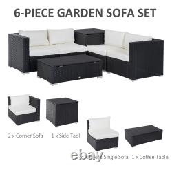 6 PCs Rattan Furniture Sofa Set Side Table Garden Patio Conversation With Cushion