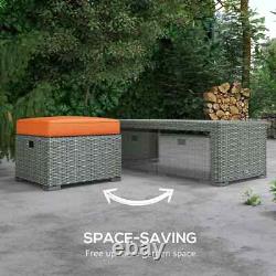 6 Piece Rattan Garden Furniture Set with Sofas Footstools & Table Outdoor Patio