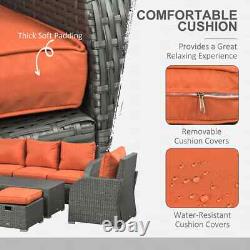 6 Piece Rattan Garden Furniture Set with Sofas Footstools & Table Outdoor Patio