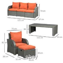 6 Piece Rattan Garden Furniture Set with Sofas Footstools & Table Outdoor Patio