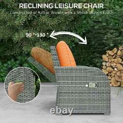 6 Piece Rattan Garden Furniture Set with Sofas Footstools & Table Outdoor Patio