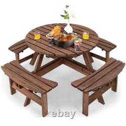 6 Seater / 8 Seater Wooden Pub Bench Round Picnic Table furniture Garden Patio