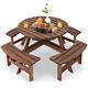 6 Seater / 8 Seater Wooden Pub Bench Round Picnic Table Furniture Garden Patio