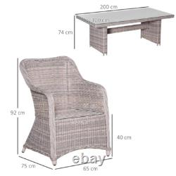 6 Seater Garden Dining Table and Chairs Outdoor Patio Furniture Set Cushions