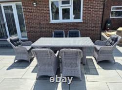 6 Seater Garden Dining Table and Chairs Outdoor Patio Furniture Set Cushions
