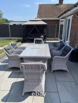 6 Seater Garden Dining Table and Chairs Outdoor Patio Furniture Set Cushions