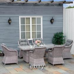 6 Seater Garden Dining Table and Chairs Outdoor Patio Furniture Set Cushions