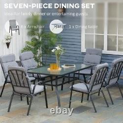 6 Seater Garden Dining Table and Chairs Outdoor Patio Furniture Set Seat Cushion