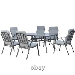 6 Seater Garden Dining Table and Chairs Outdoor Patio Furniture Set Seat Cushion