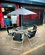 6 Seater Garden Furniture Set Table And Chairs Patio Set Black Silver