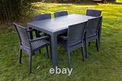 6 Seater Garden Patio Furniture Set Chairs Table Outdoor Bistro Set Rattan Style