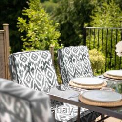 6 Seater Metal Garden Furniture Chairs Table Dining Set Outdoor Patio Grey Seats