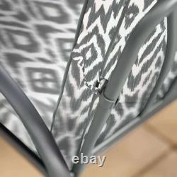 6 Seater Metal Garden Furniture Chairs Table Dining Set Outdoor Patio Grey Seats