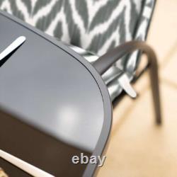 6 Seater Metal Garden Furniture Chairs Table Dining Set Outdoor Patio Grey Seats