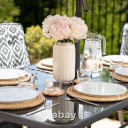 6 Seater Metal Garden Furniture Chairs Table Dining Set Outdoor Patio Grey Seats