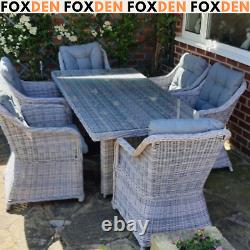 6 Seater Patio Rattan Wicker Dining Table Set Garden Furniture Chair Set Glass