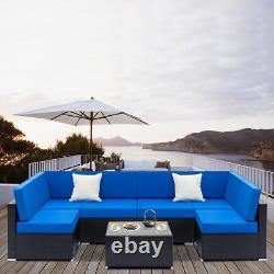 6 Seater Rattan Garden Furniture Corner Sofa Table Set For Patio Balcony Backyar