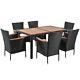 6 Seater Rattan Garden Furniture Set Dining Table Chair Stackable Cushions Patio