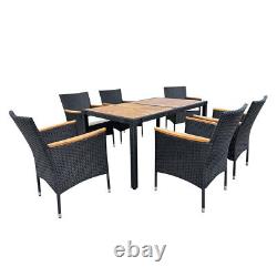 6 Seater Rattan Garden Furniture Set Dining Table Chair Stackable Cushions Patio