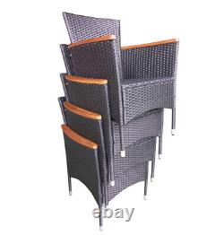 6 Seater Rattan Garden Furniture Set Dining Table Chair Stackable Cushions Patio